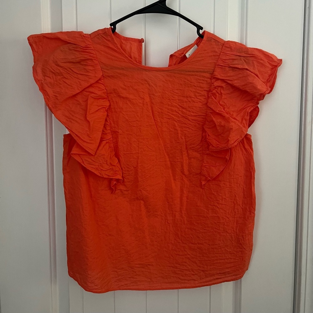 a new day Vibrant Orange Ruffle Blouse